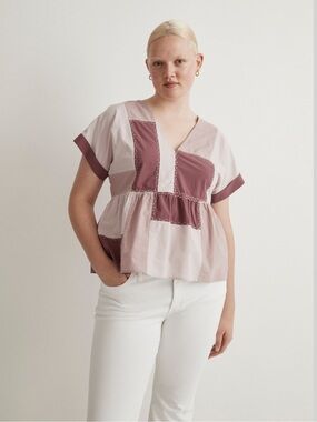 Madewell // Signature Poplin Patchwork Peplum Top